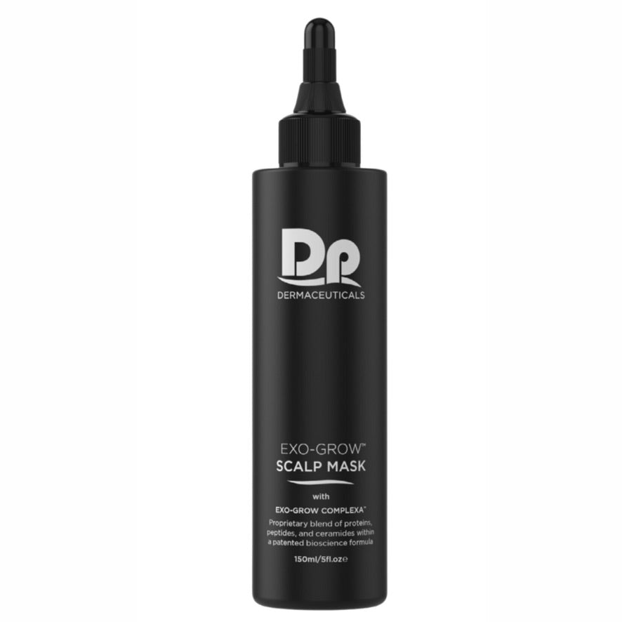 Dermapen EXO-GROW SCALP MASK bottle with proprietary complex for scalp health and hair strengthening.