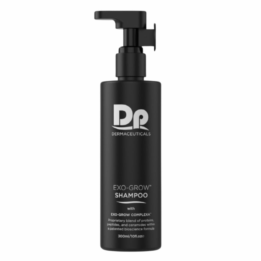 Dermapen EXO-GROW SHAMPOO bottle with EXO-GROW COMPLEXA formula for healthy hair and scalp.